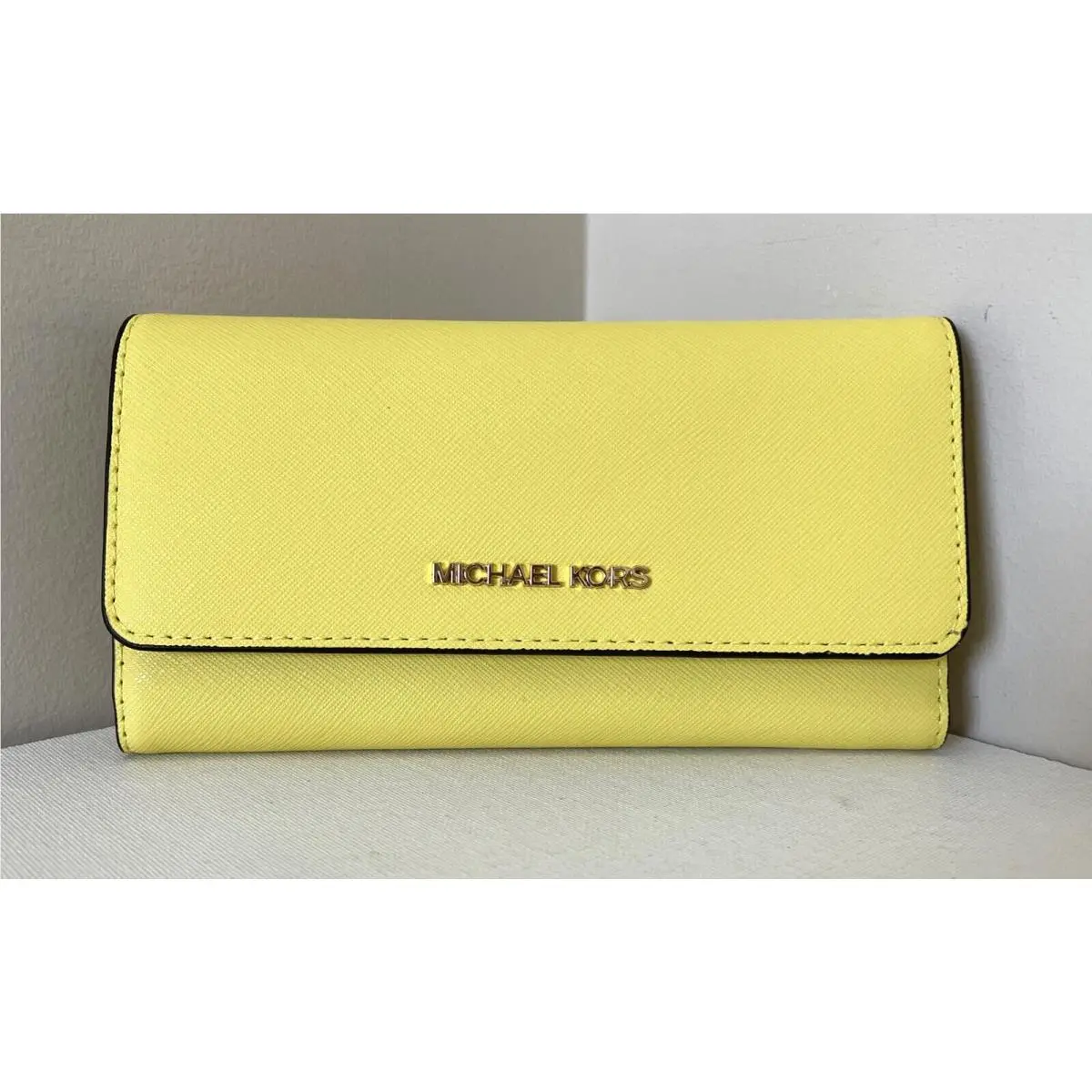Michael Kors Jet Set Travel Large Trifold Wallet Leather Sunshine