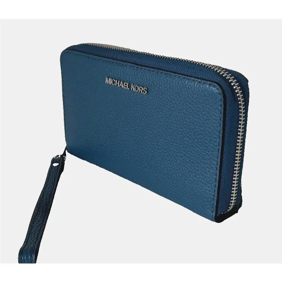 Michael Kors Jet Set Travel Large Flat Phone Case Leather Teal
