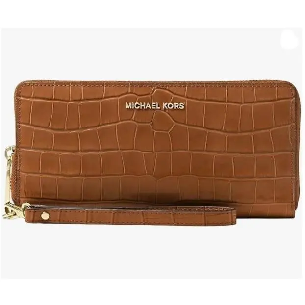 Michael Kors Embossed Leather Continental Wallet Walnut