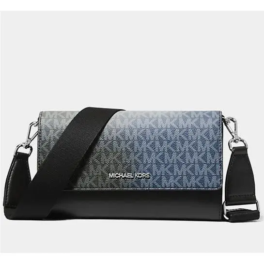 Michael Kors Jet Set Large Ombré Signature Logo Crossbody Bag Black Multi