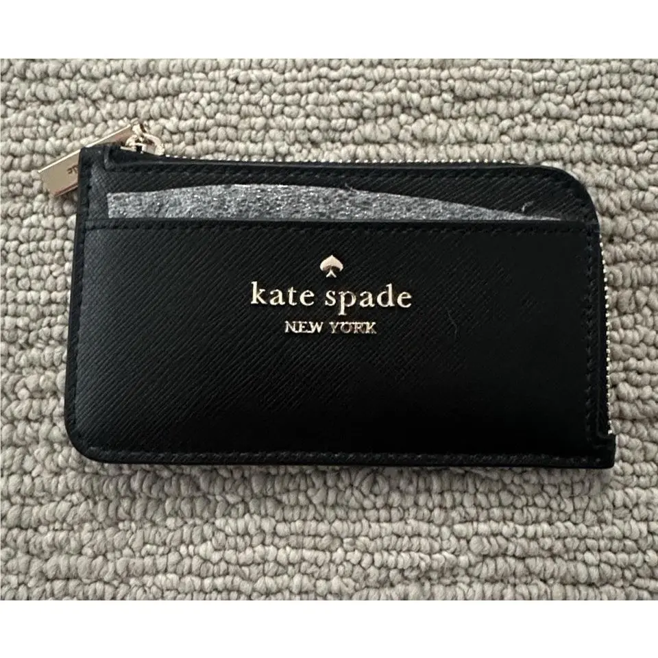 New Kate Spade Medison Saffiano Leather Card Case /holder Black KC583