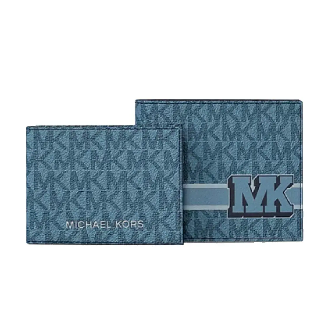 Michael Kors Men’s Denim Cooper Striped Logo Billfold Wallet and Passcase