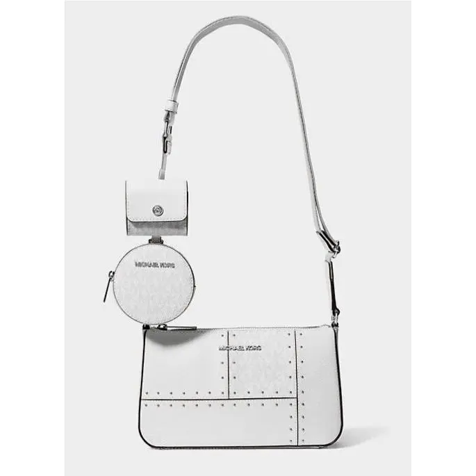 Michael Kors Jet Set Small Crossbody Tech Attachments Optic White Dust Bag