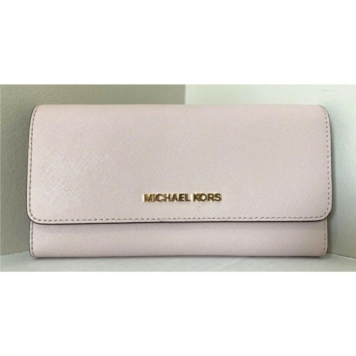 Michael Kors Jet Set Travel Large Trifold Wallet Leather Powder Blush