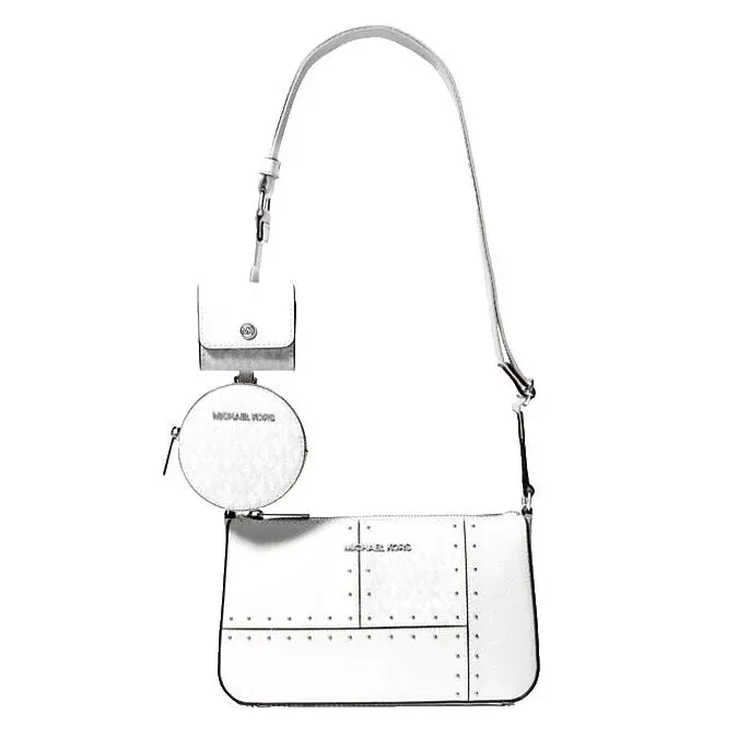 Michael Kors Jet Set Travel Small Crossbody with Tech Attachment Optic White