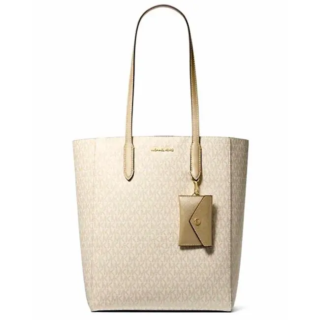 Vincent Large Signature Logo Tote Bag with Coin Pouch Pale Gold by Michael Kors