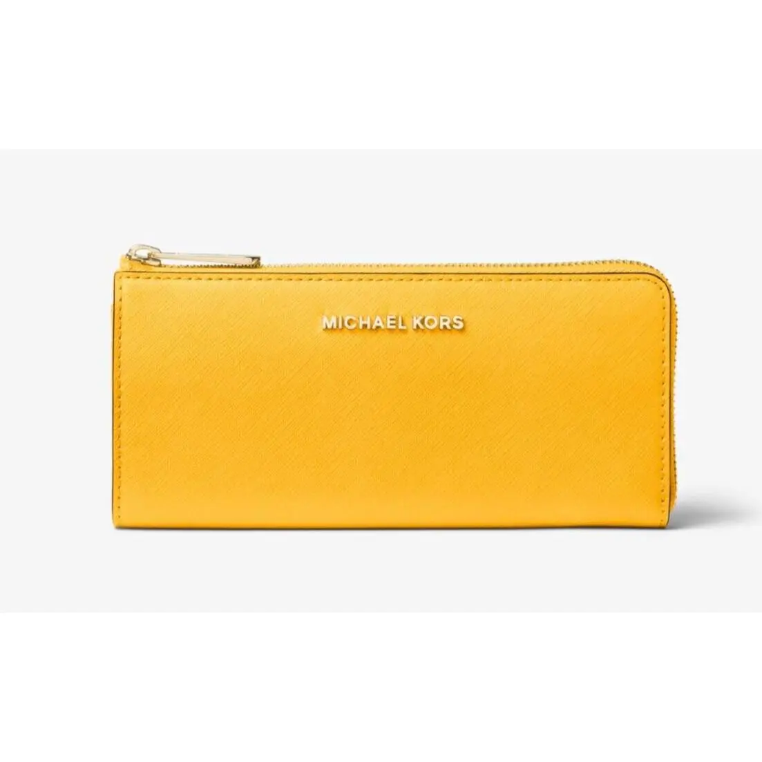 Michael Kors Jet Set Travel Large Leather Quarter-zip Wallet Jasmine Yellow