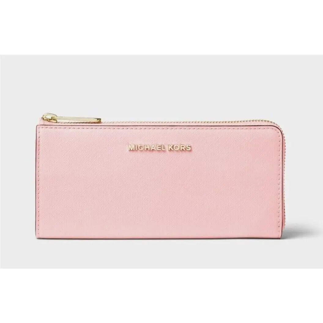 Michael Kors Jet Set Travel Large Leather Quarter-zip Wallet Powder Blush