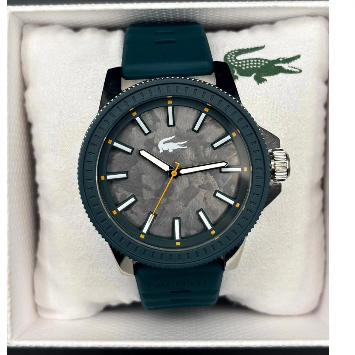 Highkey 2011358 Men’s Green Silicone Strap Quartz Watch Nibwt by Lacoste