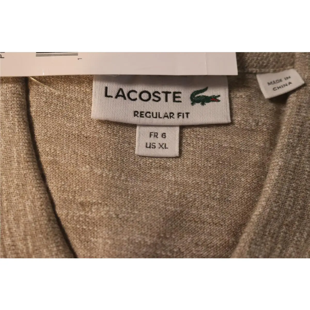 Lacoste Polo Shirt Mens 6 XL Beige Heather Regular Fit Croc Logo Bagged