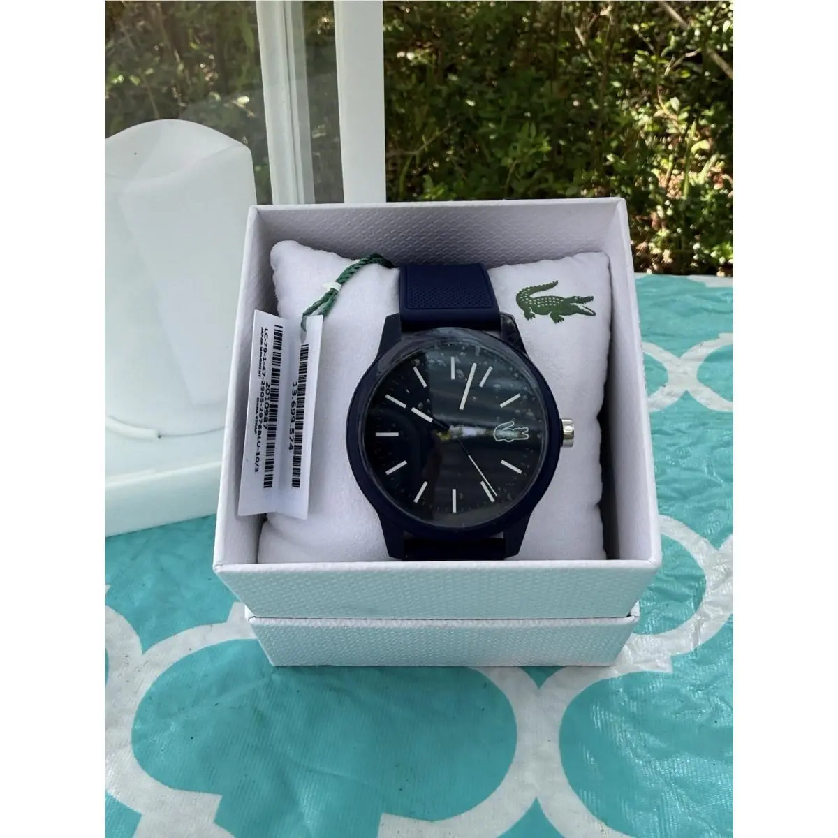 ® Awesome Navy Blue Silicone Logo Watch Ntw Box Papers Hangtag by Lacoste