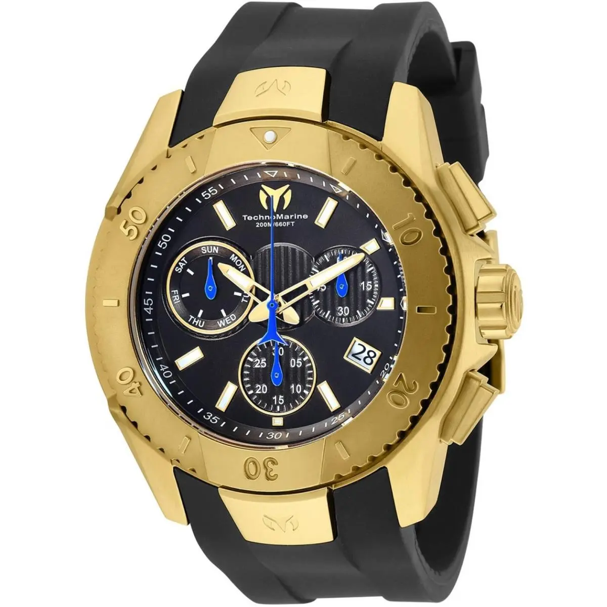 Technomarine Men`s Watch UF6 Quartz Chronograph Black Silicone Strap TM-620003 by TechnoMarine