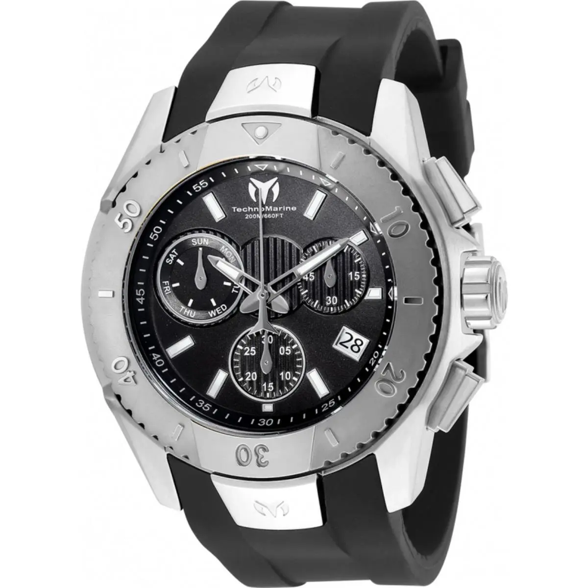 Technomarine Men`s Watch UF6 Quartz Chrono Black Dial Silicone Strap TM-620001 by TechnoMarine