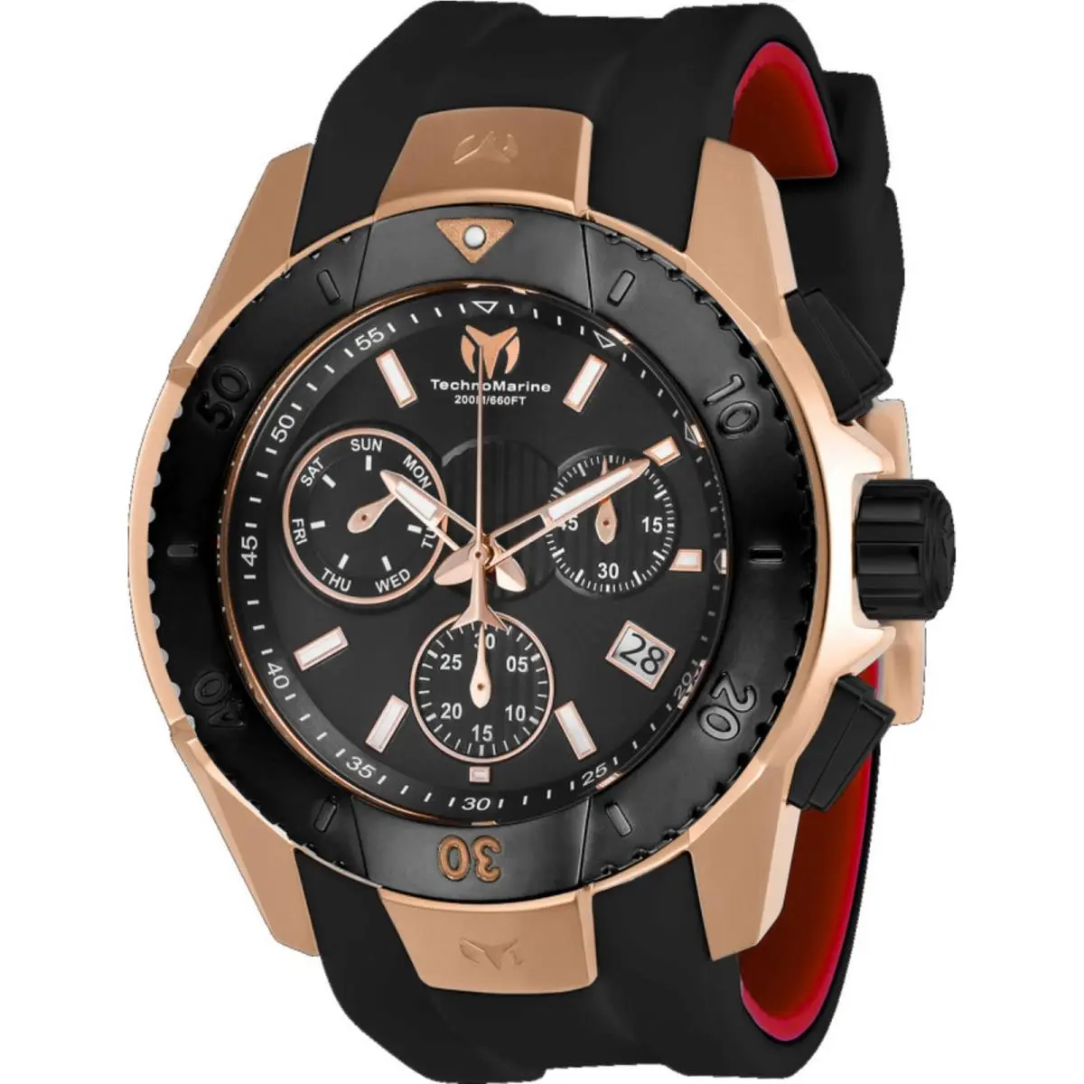 Technomarine Men`s Watch UF6 Quartz Chrono Black Dial Silicone Strap TM-616005 by TechnoMarine
