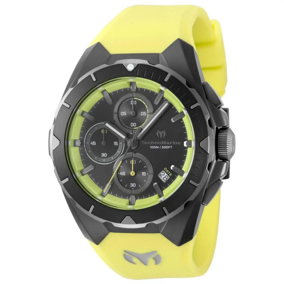 Technomarine Men`s Watch Ocean Quartz Chrono Black Dial Yellow Strap TM-318140 by TechnoMarine