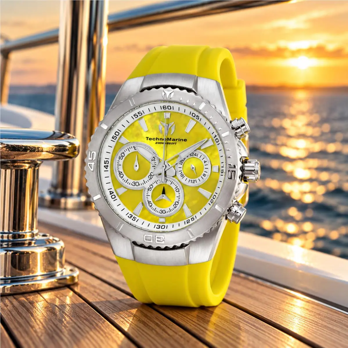 Technomarine Manta Sea Women`s 40mm Yellow Mop Chronograph Watch TM-220077 by TechnoMarine