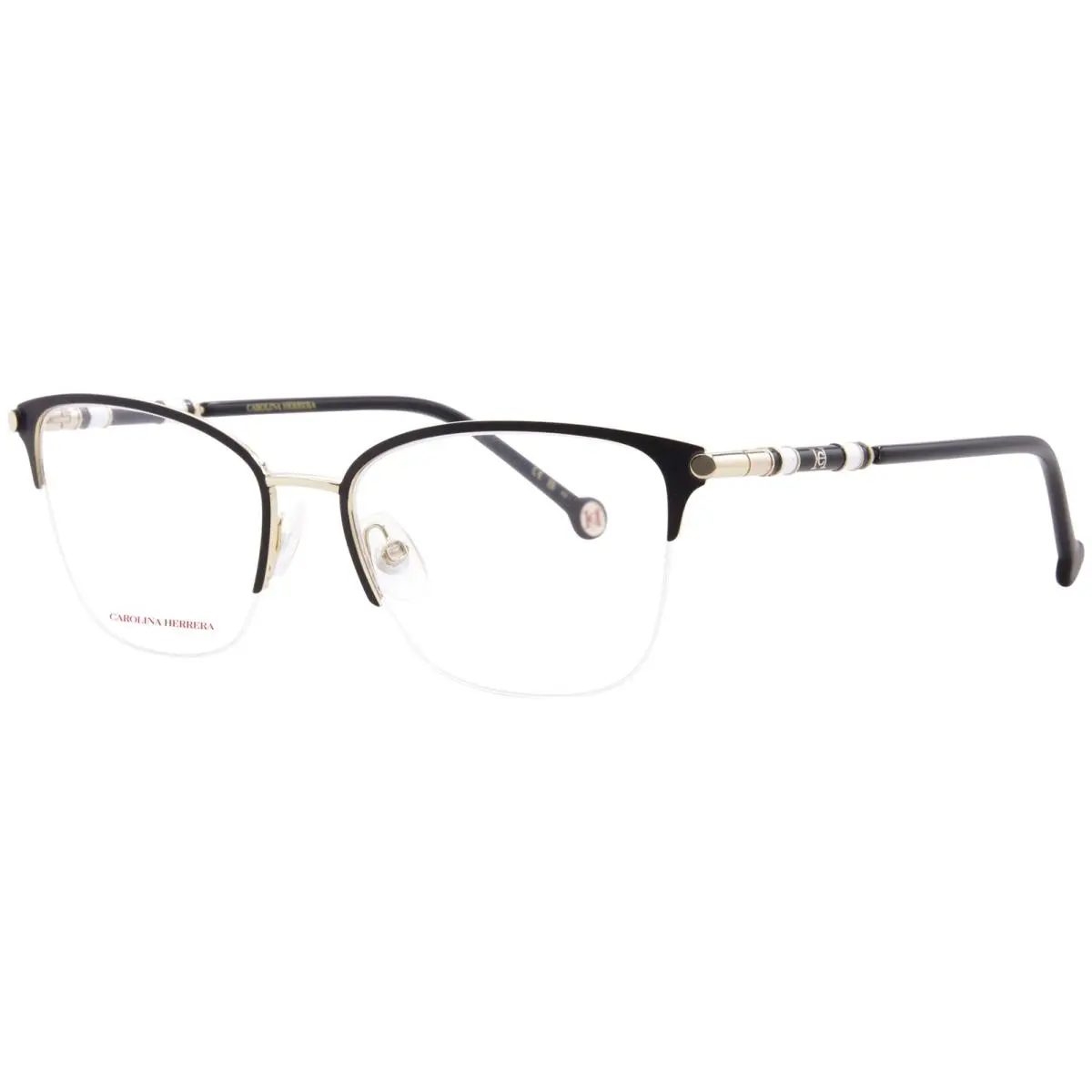 Carolina Herrera CH-0033 Rhl Eyeglasses Frame Women`s Gold/black Semi Rim 53mm