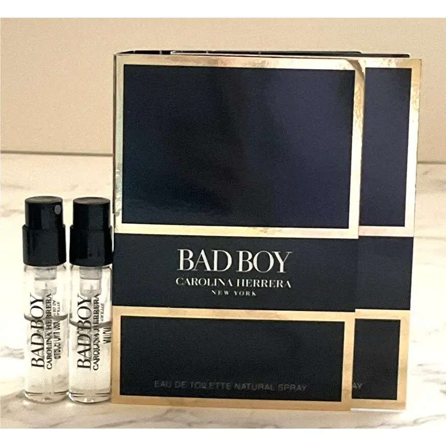 2x Carolina Herrera Bad Boy Eau De Toilette Natural Spray Sample 1.5 ml 0.05 oz