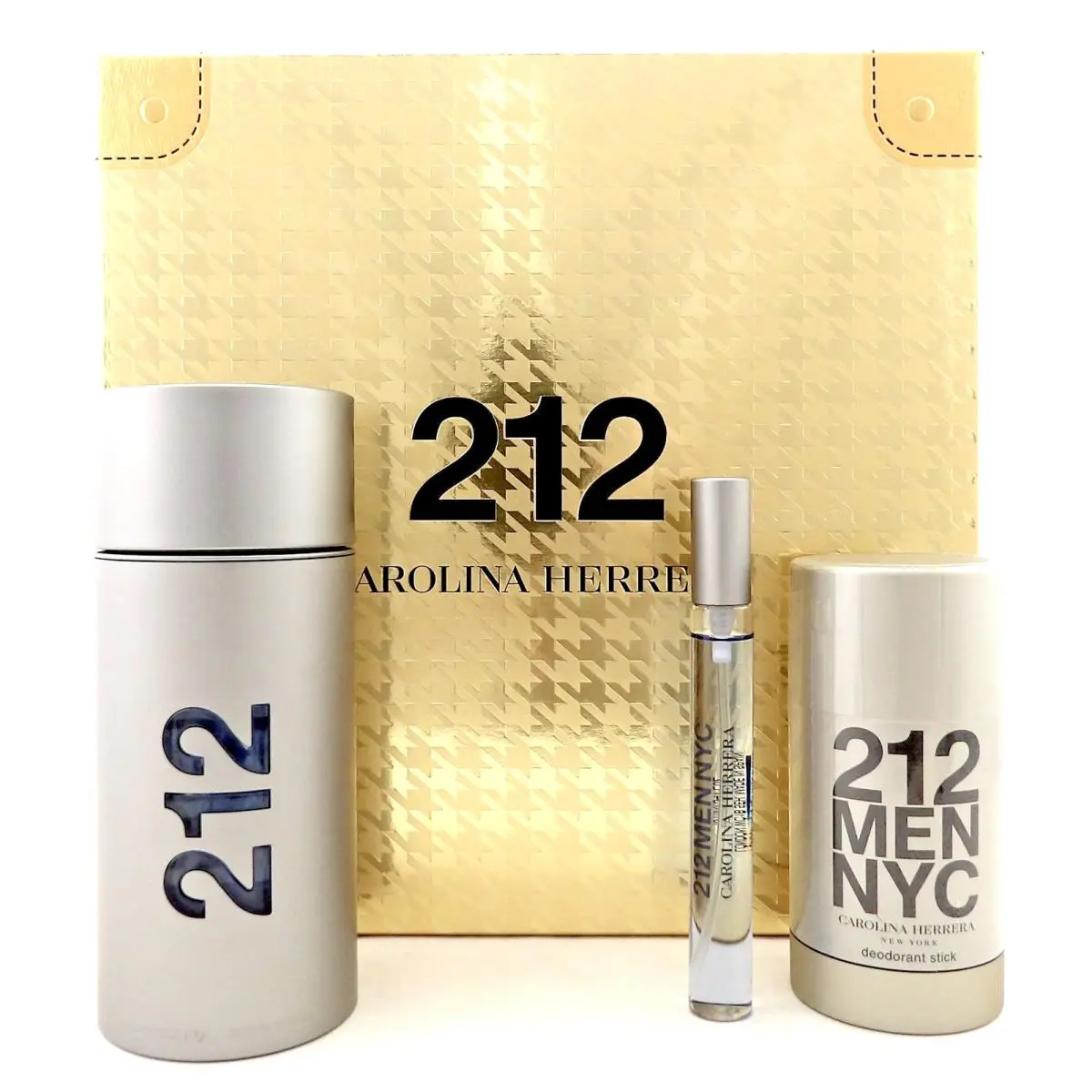 212 Men Nyc by Carolina Herrera 3.4 oz 10 ml Edt Spray+ 2.3 oz Deo Stick Set