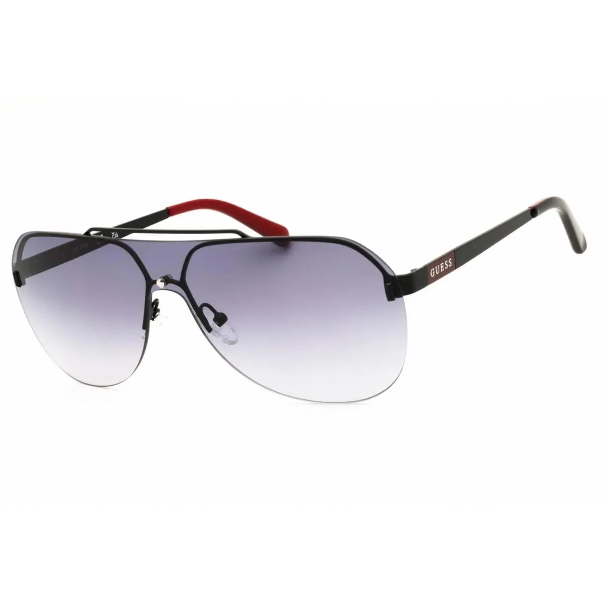 Factory Unisex Sunglasses Shiny Black Metal Half Rim Frame GF5053 01B by Guess