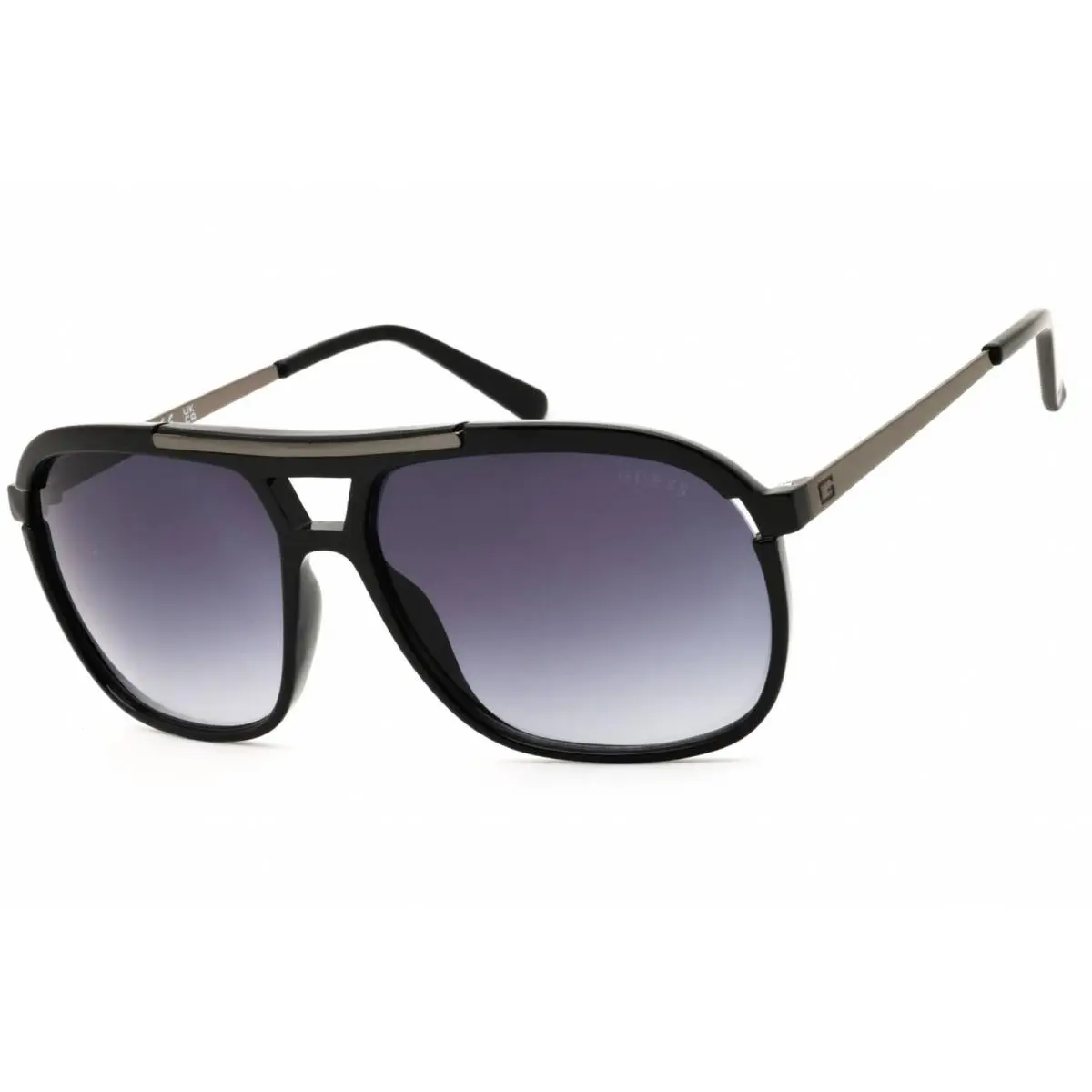 Guess Factory Men`s Sunglasses Shiny Black Navigator Full Rim Frame GF5002 01B