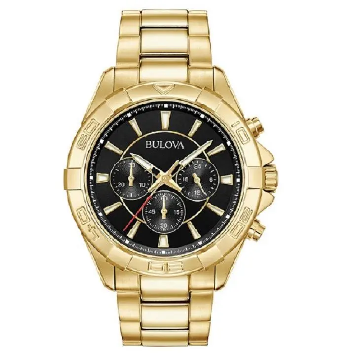 97A139 Mens 43mm Chronograph Gold-tone Stainless Steel Watch by Bulova
