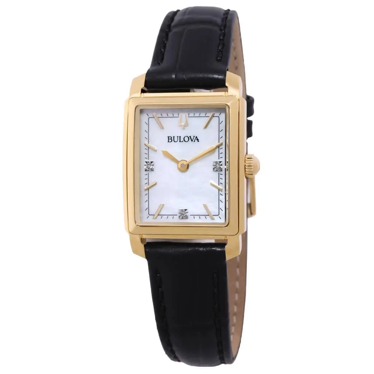 Bulova Sutton Quartz Diamond White Mop Dial Ladies Watch 97P166