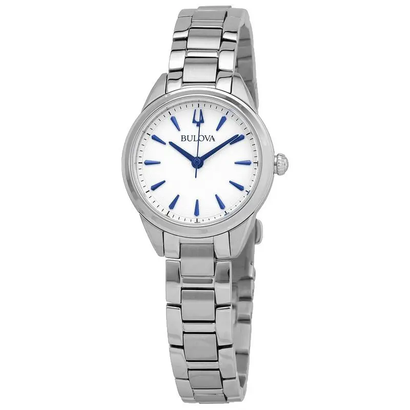 Sutton 96L285 White Dial Silver Bracelet Quartz 28MM Womens Watch by Bulova
