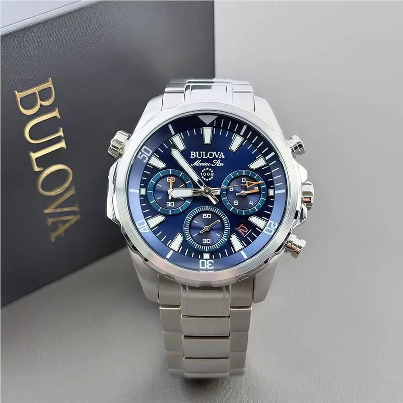 Marine Star Series B Men`s Quartz Watch Blue Dial Stainless Steel 43mm by Bulova
