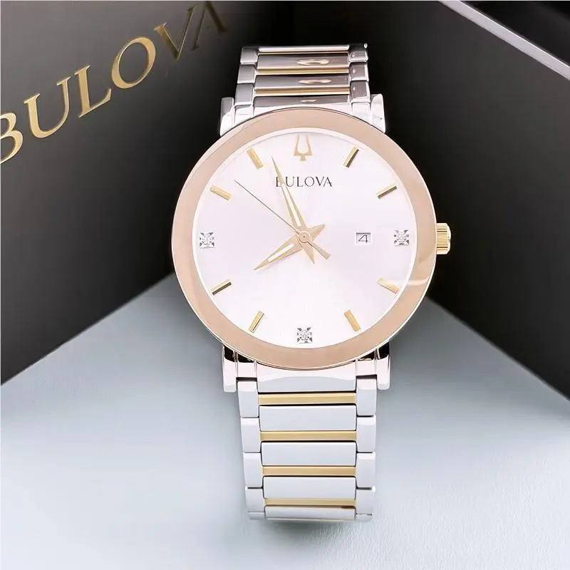 Bulova Men`s Futuro Modern 98D151 Silver Dial Stainless Quartz Calendar Watch