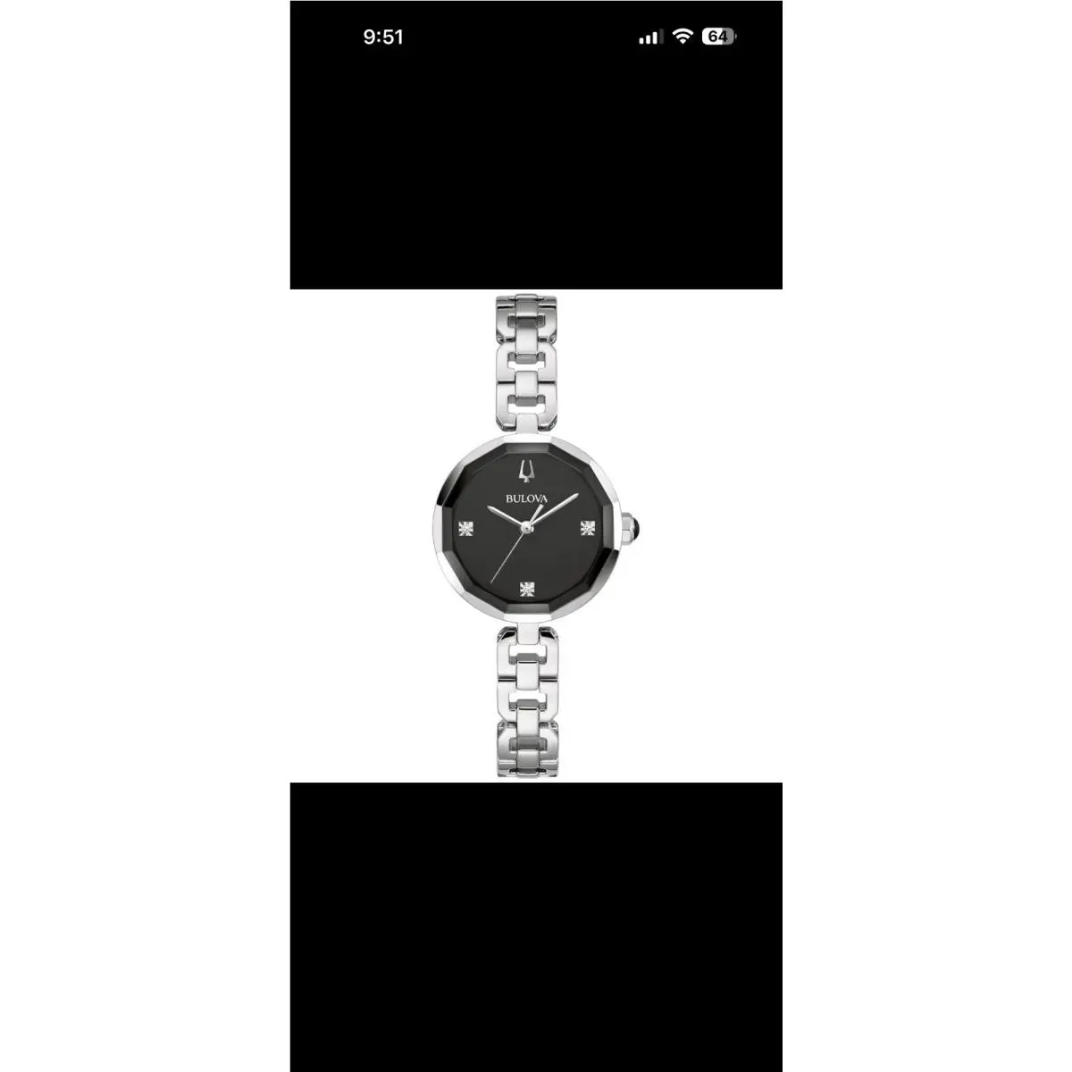Bulova Women`s Diamond Accents Silver Stainless Steel Quartz Watch 27MM 96P251