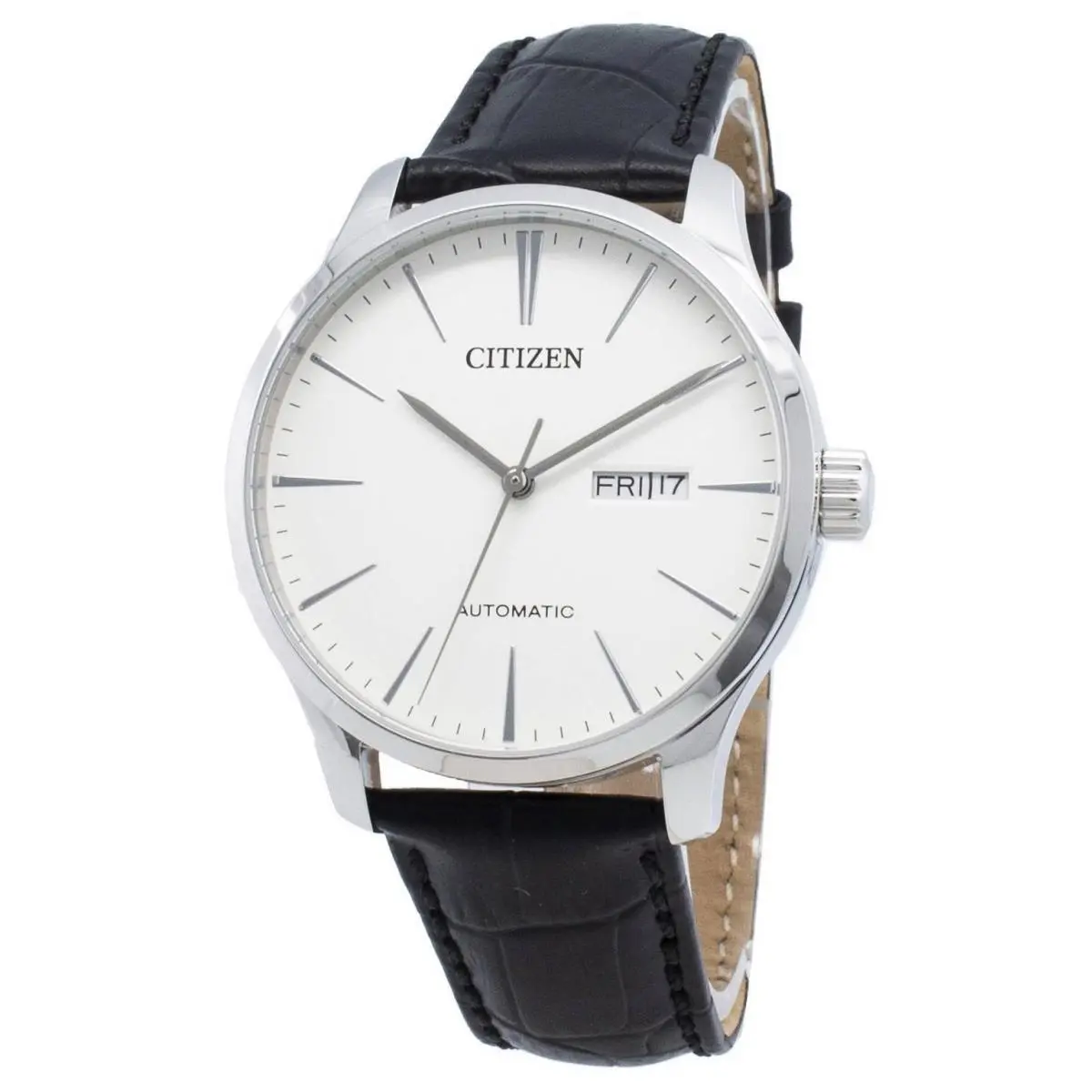 Citizen White Dial Dress Automatic Leather Strap NH8350-08B 50M Mens Watch
