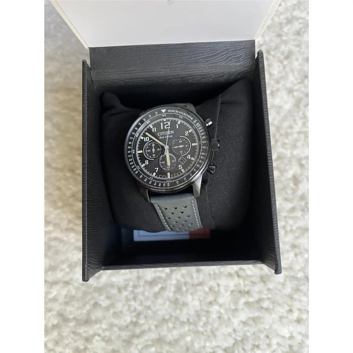 Citizen Eco-drive Sport Casual Black Gray Mens 44mm Chronograph Watch CA4505-04E