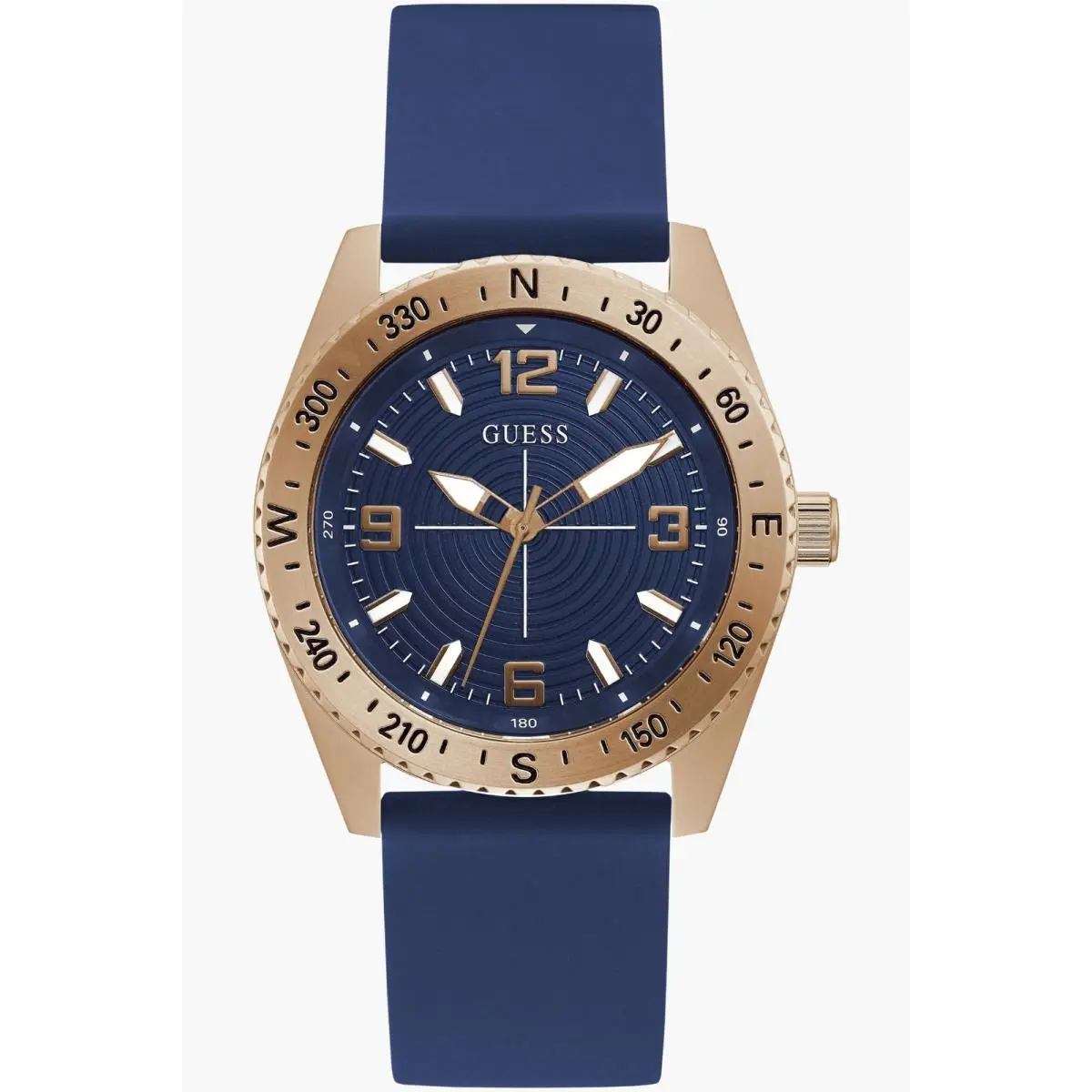 Guess GW0361G1 Men Quartz Steel Case Silicone Strap Black Dial 50m WR