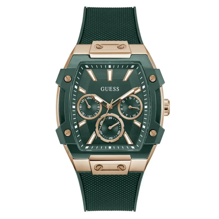 Guess GW0956G6 Mens Green Rose Gold Tone Multifunction Watch