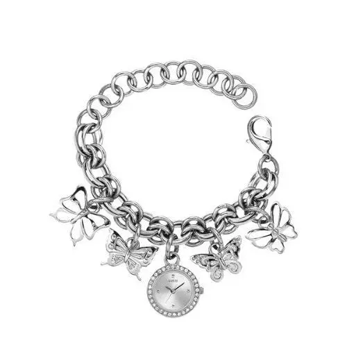 Butterfly Charms Crystals Silver Tone Bracelet Lady`s Watch W11534L1 by Guess