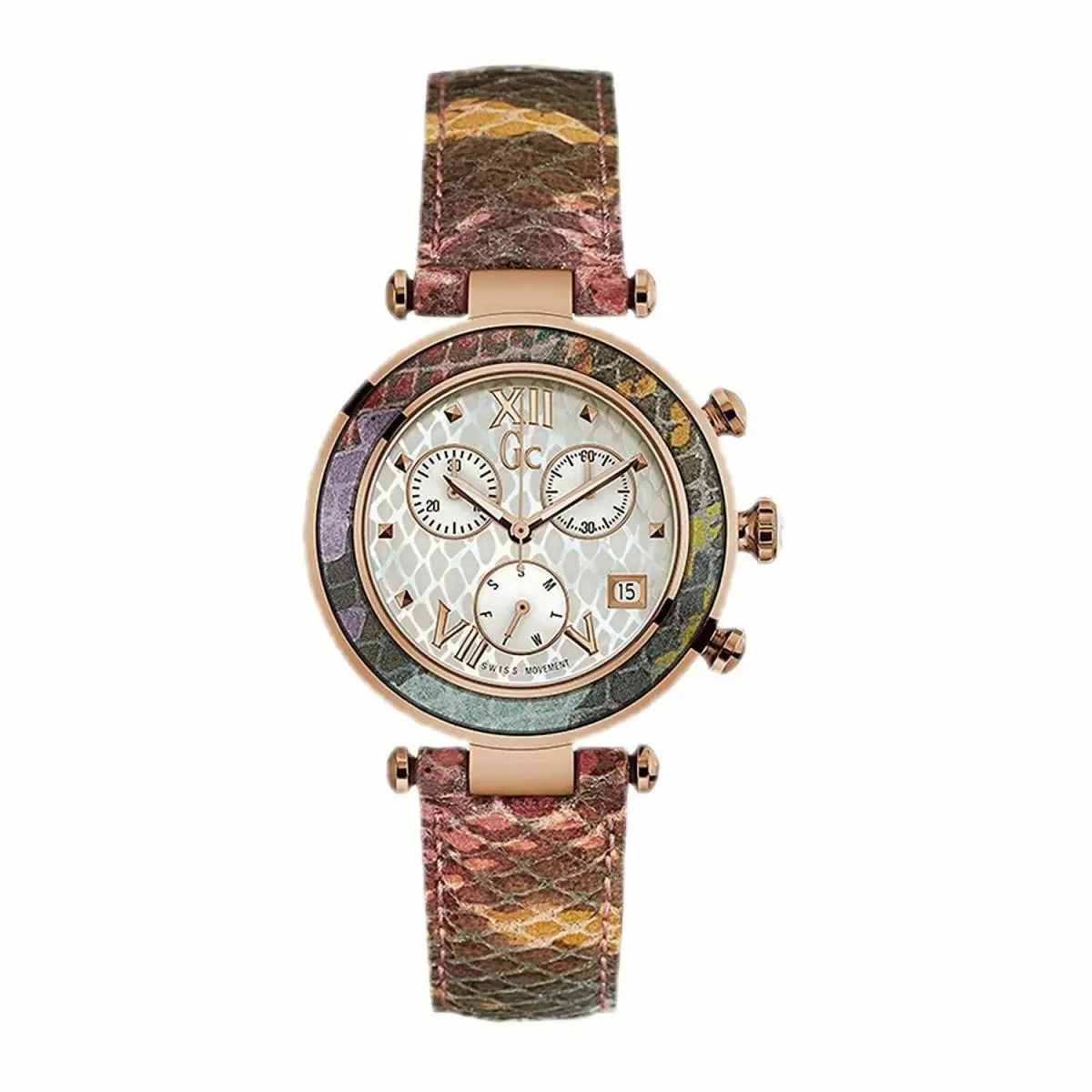 Collection Women`s Chronograph Watch with Pink Snakeskin Pattern Strap by Guess