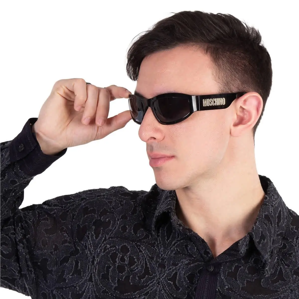 Moschino Grey Wrap Men`s Sunglasses MOS164/S 0807/IR 55 MOS164/S 0807/IR 55