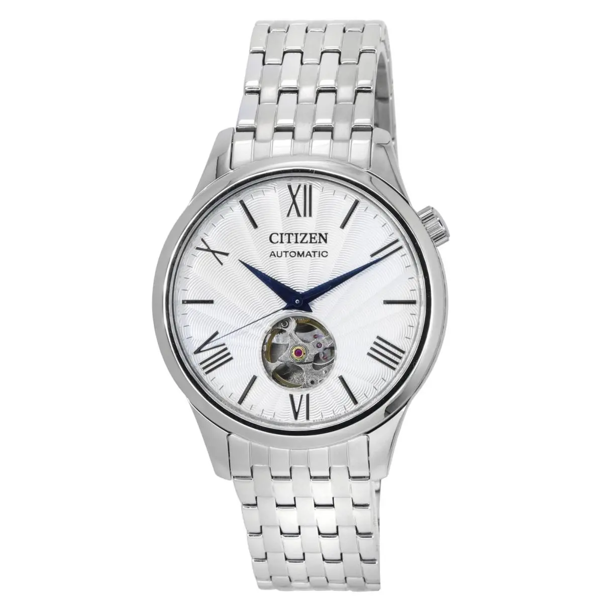 Stainless Steel Open Heart Silver Dial Automatic NH9130-84A Men`s Watch by Citizen
