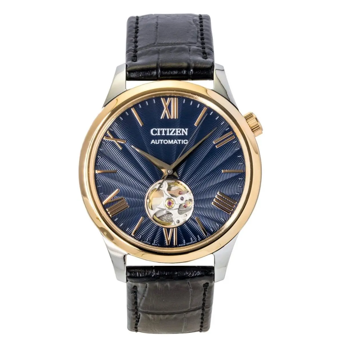 Citizen Leather Strap Open Heart Blue Dial Automatic NH9136-02L Men`s Watch
