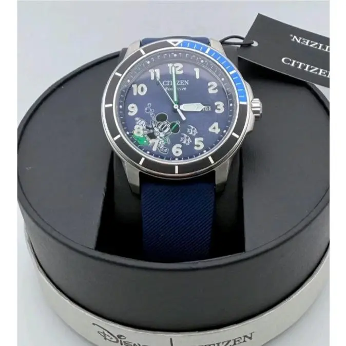 Men`s AW1707-09W Disney Mickey Mouse Scuba Eco-drive Solar Blue Watch by Citizen