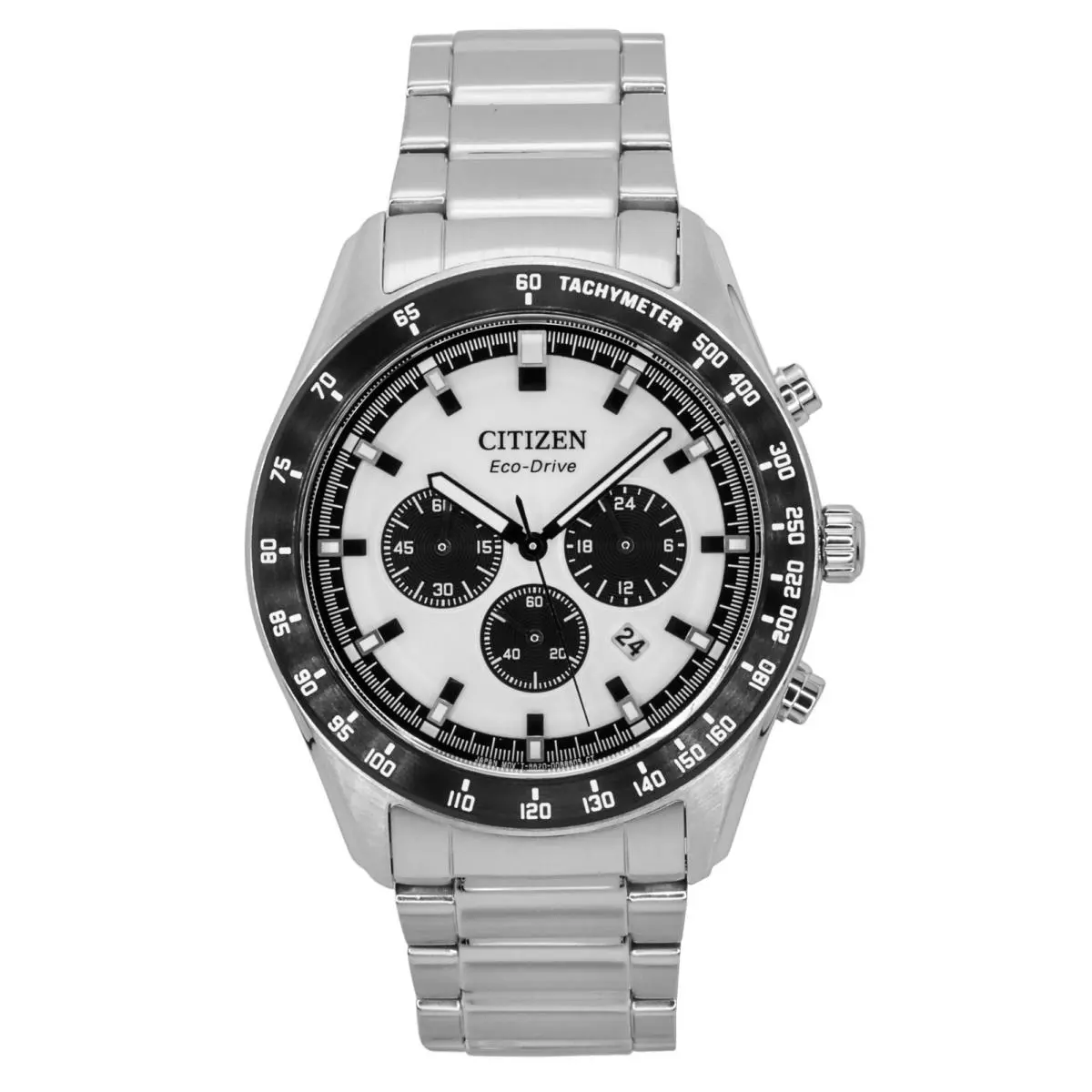 Citizen Eco-drive Chronograph Stainless Steel White Dial CA4674-58A Mens Watch