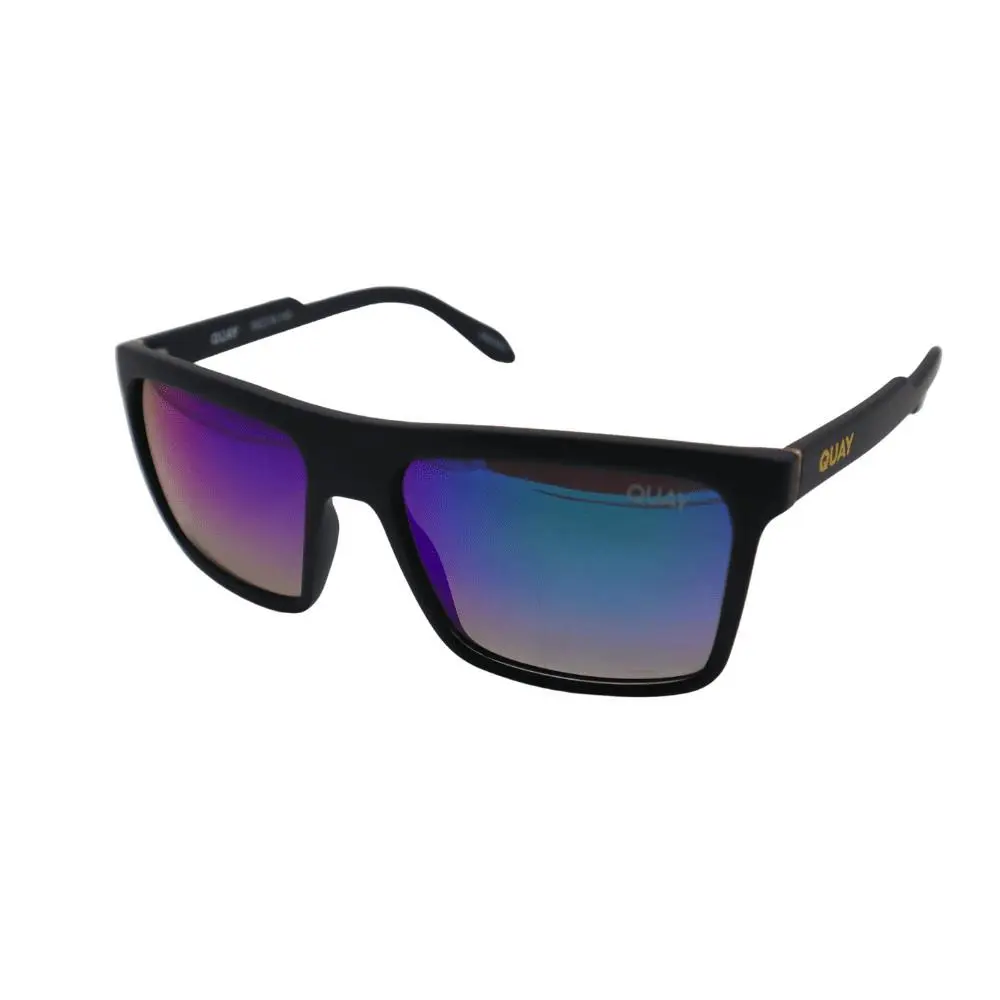 Quay Men`s Polarized Square Lenses UV Sunglasses Let IT Run - Matte Black/navy