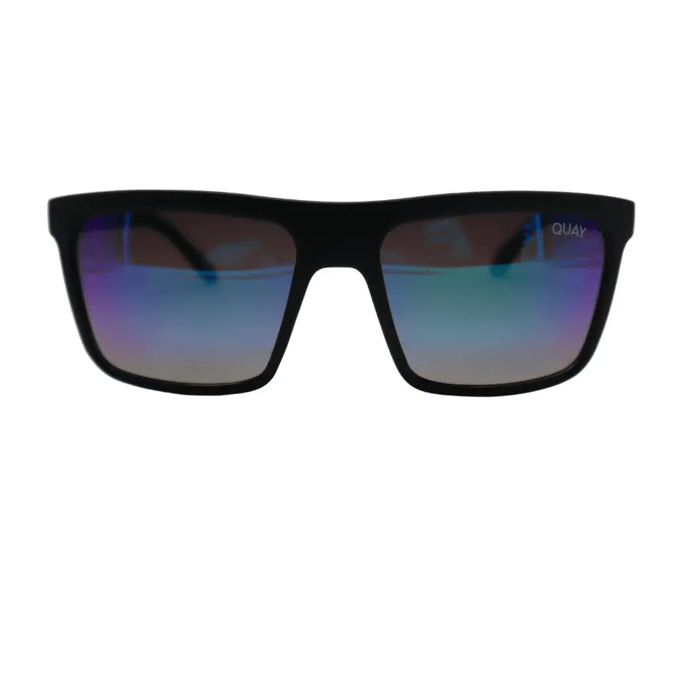 Matte Black/navy - Quay Men`s Polarized Square Lenses UV Sunglasses Let IT Run