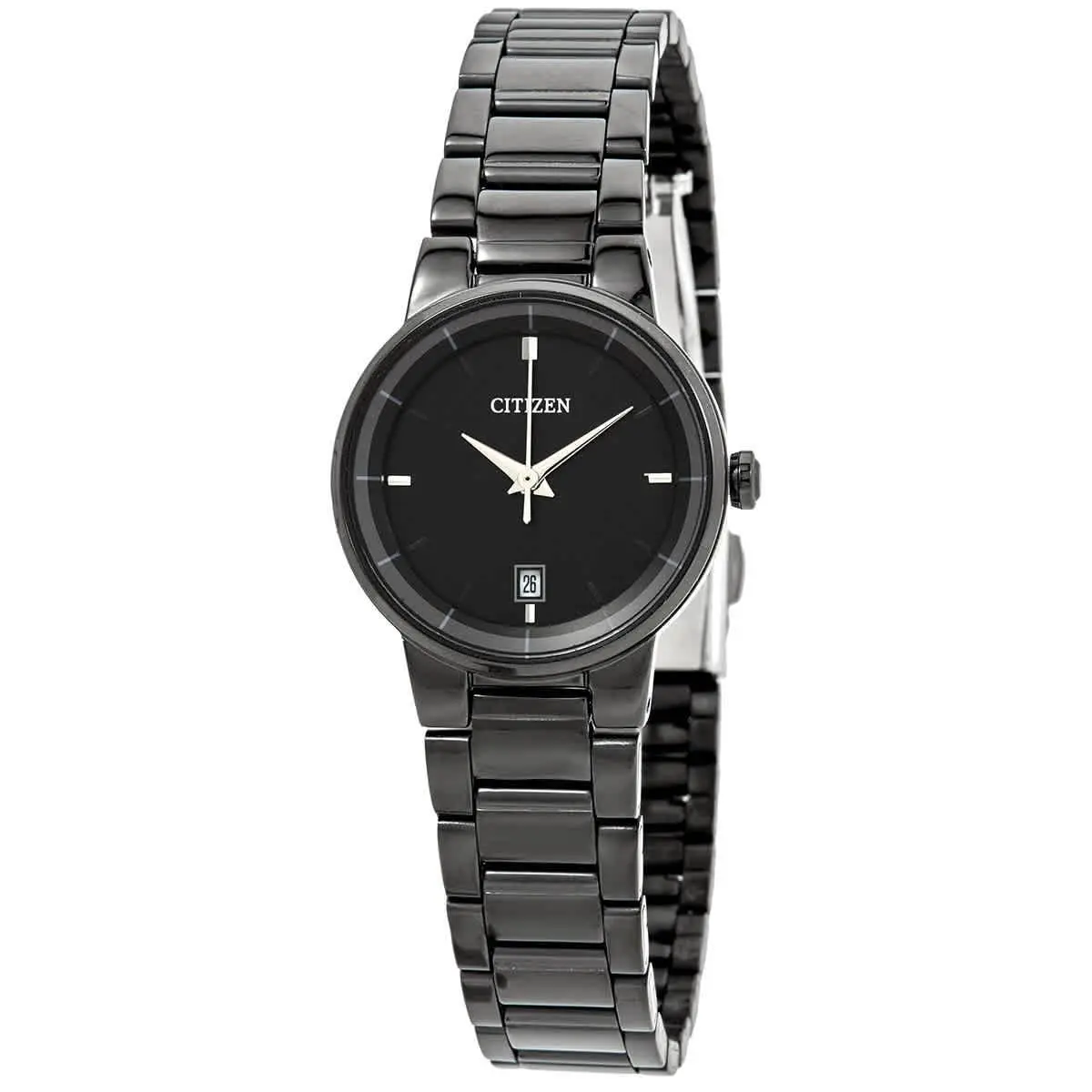 Citizen Quartz Black Dial Black Ion-plated Ladies Watch EU6017-54E