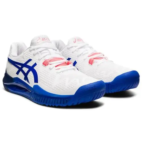 Asics Gel-resolution 8 Women`s White/lapis Lazuli Blue US 9.5 Wide