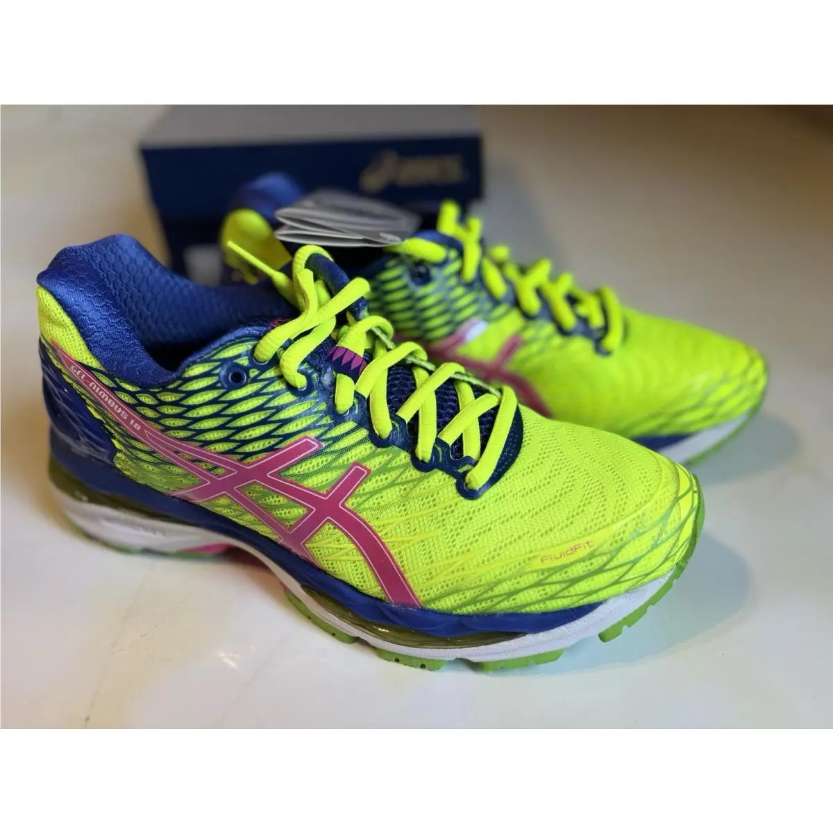 Asics shoes - ASICS GEL-Nimbus - T650N 0735 - Blue, Neon Yellow, Pink (UPC: 0889436154866) 2