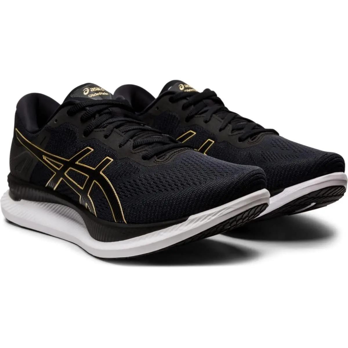 Asics Glideride Men`s Running Shoes Black/pure Gold Size 13 M - Black