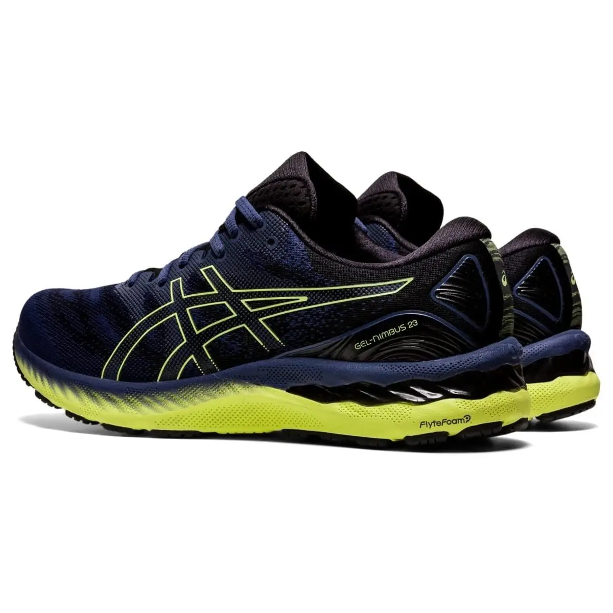 Size 14 - Asics Mens Gel-nimbus 23 Running Shoes Thunder Blue/glow Yellow