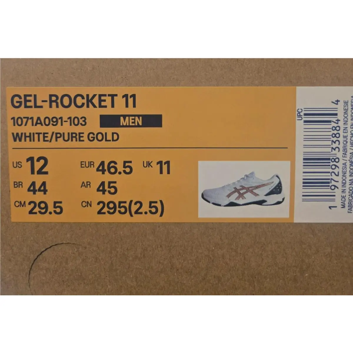 Asics shoes - Gel-Rocket 11 - White/Pure Gold (UPC: 197298338844) 7